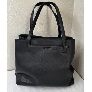 Nine West black pebble vegan leather tote satchel bag